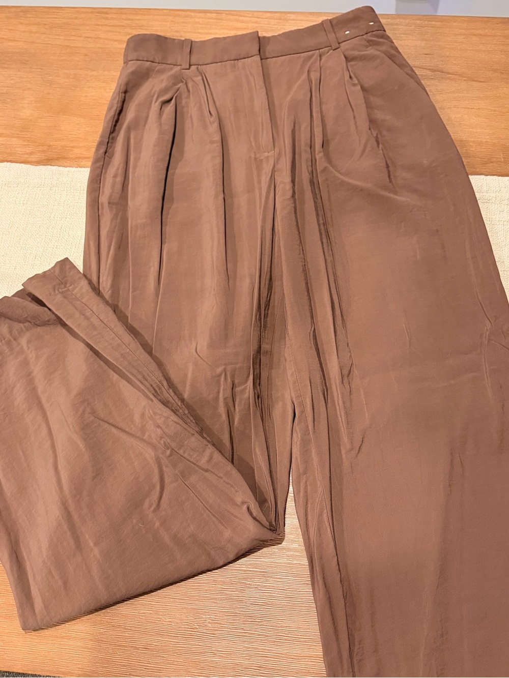 Abercrombie & Fitch Curve love Sloan tailored Wide-Leg High-Waist Pants in Brown